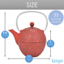 5 of 8:Spigo Hakone Cast Iron Enamel Teapot With Stainless Infuser, Red, 33 Ounces 