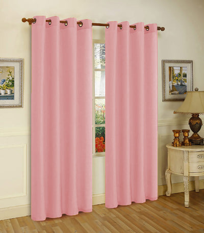 1 of 5:Melanie Faux Silk Grommets Window Panel, Baby Pink, 55x95 Inches 