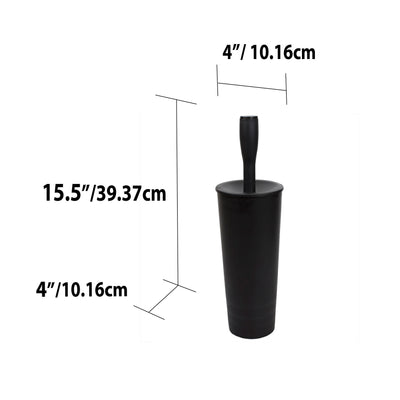 7 of 7:Home Basics Plastic Tapered Toilet Brush And Holder, Black, 4x15 Inches 