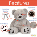 2 of 8:JOON Huge Teddy Bear With Ribbon, Light Gray 