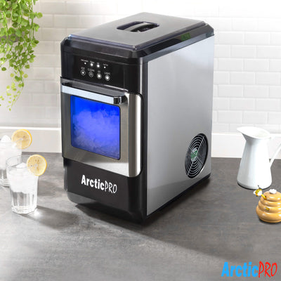 3 of 9:Arctic-Pro Ice Pellet Máquina de hielo portátil con luz ultravioleta y extracción de hielo, acero inoxidable negro 