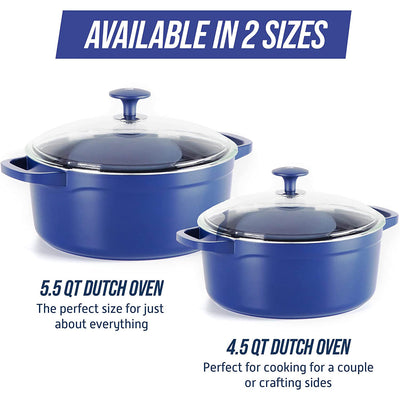 3 of 8:Cocotte antiadhésive Blue Diamond en céramique avec couvercle en verre, bleu, 5,5 litres 