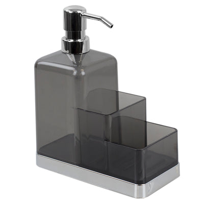2 of 6:Home Basics Soap Dispenser and Sponge Caddy Organizer, Gray-Silver, 8x3x6.5 Inches 
