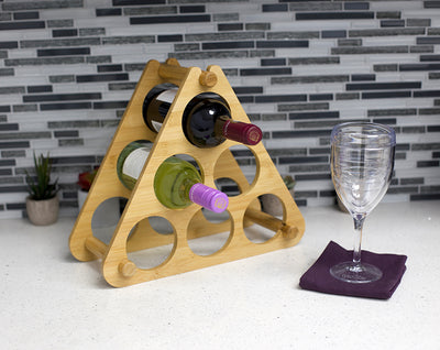 5 of 5:Étagère à vin pliable à 9 niveaux en bambou Home Basics, naturel 