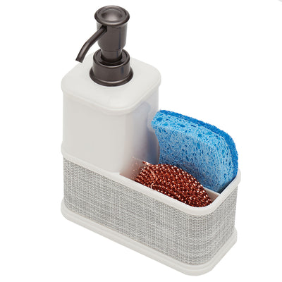 1 of 4:Home Basics Plastic Soap Dispenser with Sponge Caddy, Ivory, 13.5 Ounces 