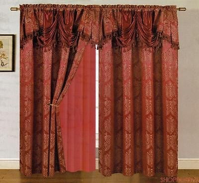 1 of 1:Panneau Jacquard Carmelo avec cantonnière et envers attachés Bordeaux - 54x84+18 