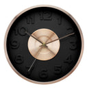 1 of 1:Premius Electro Plated Metal Wall Clock, Black-Rose Gold, 16 Inches 