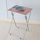 4 of 4:Home Basics Rustic USA Flag Multi-Purpose Foldable TV Tray Table, Multi-color 