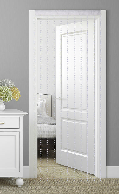 1 of 3:Clarity Jaeger Diamond Beaded Rod Pocket Panel, Clear, 40x84 Inches 