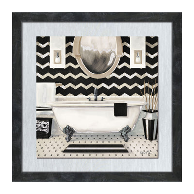 1 of 1:Décoration murale flottante PREMIUS pour baignoire, noir et argent, 35,6 x 35,6 cm 