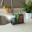 4 of 6:Home Basics Soap Dispenser and Sponge Caddy Organizer, Gray-Silver, 8x3x6.5 Inches 