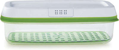 4 of 6:Rubbermaid Freshworks Produce Saver Food Storage Container, Long Rectangle, 8.4 Cup, Green 
