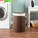 3 of 4:Home Basics Round Foldable Bamboo Hamper, Brown 