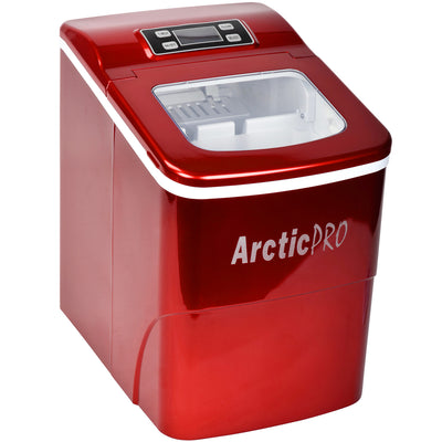 2 of 7:Máquina para hacer hielo digital portátil Arctic-Pro, roja, hace 2 tamaños de hielo 