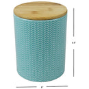 2 of 2:Home Basics Wave Ceramic Canister With Bamboo Lid, Turquoise, Medium, 5x6.5 Inches 