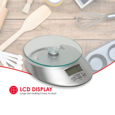 4 of 7:Home Basics Digital Kitchen Food Scale with Tempered Glass Platform, 7.75x5.75x1.75 Inches 