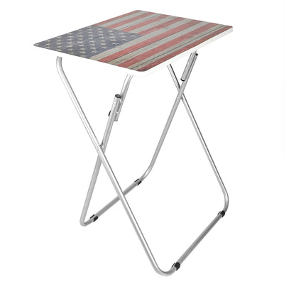 3 of 4:Home Basics Rustic USA Flag Multi-Purpose Foldable TV Tray Table, Multi-color 