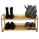 2 of 4:Home Basics 2 Tier Slatted Shelf Bamboo Shoe Rack, Natural 