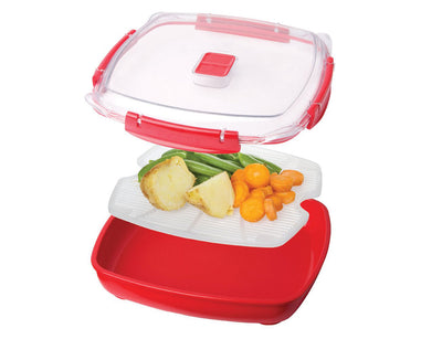 2 of 4:Plaque micro-ondes Sistema avec grille de cuisson amovible, grande, 1,3 litre, rouge 