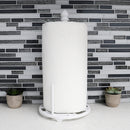 4 of 9:Home Basics Iris Collection Cast Iron Paper Towel Holder, White 