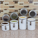 4 of 6:Home Basics 4 Piece  Canister Set with Stainless Steel Tops 