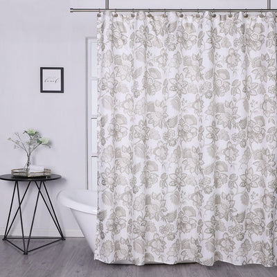 1 of 5:Filmore Floral Printed Shower Curtain, Neutral, 70x72 Inches 