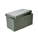 2 of 4:Pouf de rangement double pliable en simili-lin Simplify, gris 