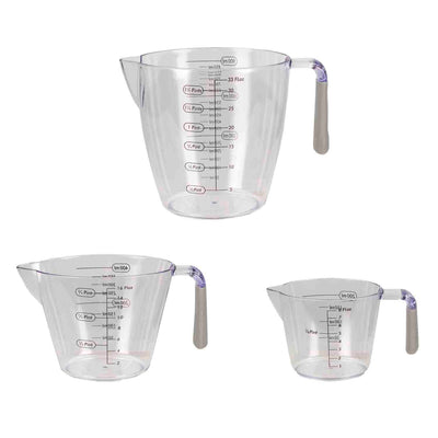 4 of 12:Ensemble de 3 tasses à mesurer en plastique Home Basics avec poignée en caoutchouc, transparent 