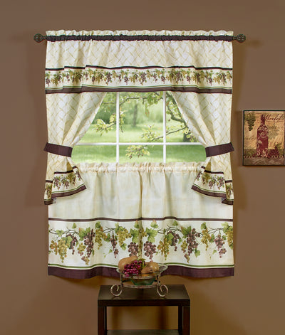 1 of 3:Ensemble de rideaux de cuisine sur mesure Tuscany - 57 x 36 et 30 x 36 pouces 