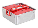 2 of 8:Kit réchaud de camping Sterno avec cadre et panneaux pare-vent, rouge-gris 