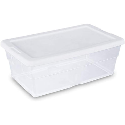 1 of 2:Sterilite Plastic Stackable Storage Box, Clear, 6 Quart 