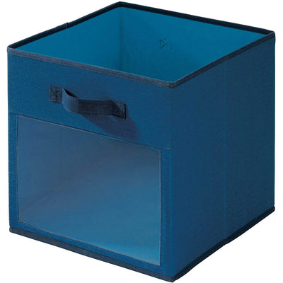 2 of 4:iDesign Fabric Storage Cube Bin With Clear Window, Blue, 13x13x13 Inches 
