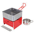1 of 8:Kit réchaud de camping Sterno avec cadre et panneaux pare-vent, rouge-gris 