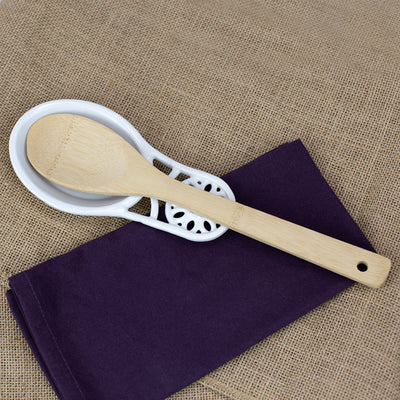 5 of 6:Repose-cuillère en fonte Home Basics Sunflower Collection, blanc, 19 x 8,9 x 3,3 cm 