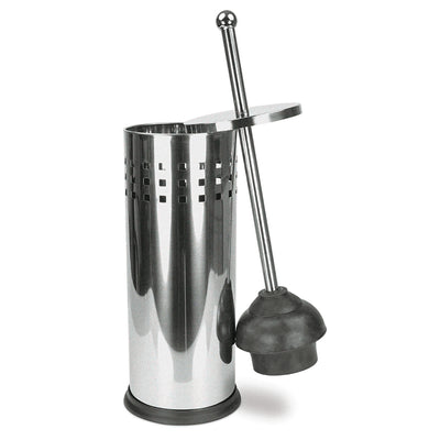 2 of 3:Home Basics Brushed Stainless Steel Toilet Plunger, Silver, 5.5x17.8 Inches 
