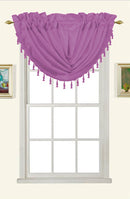 1 of 1:Melanie Faux Silk Rod Pocket Waterfall Valance With Tassels, Lilac, 58x37 