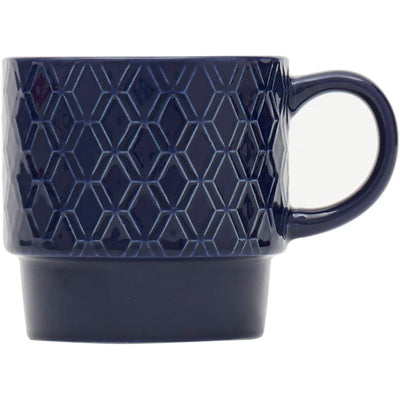 2 of 5:Ensemble de 4 tasses empilables Home Basics avec support, motif double diamant en relief 