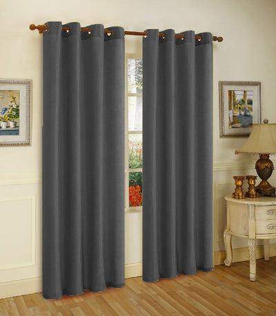 2 of 2:Panneau de fenêtre à œillets en fausse soie Melanie, anthracite, 55 x 63 pouces 