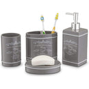 1 of 4:Ensemble d'accessoires de bain Home Basics en céramique, 4 pièces, gris 