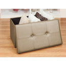 3 of 4:Simplify Faux Leather Double Folding Storage Ottoman Metallic Brown 