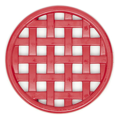 3 of 4:Home Basics Cast Iron Basket Weave Design Trivet, Red, 8x8x.5 Inches 
