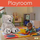 5 of 8:JOON Huge Teddy Bear With Ribbon, Light Gray 