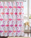 1 of 3:Flamingo 13-Piece Printed Shower Curtain Set With Hooks, Pink, 70x72 Inches 