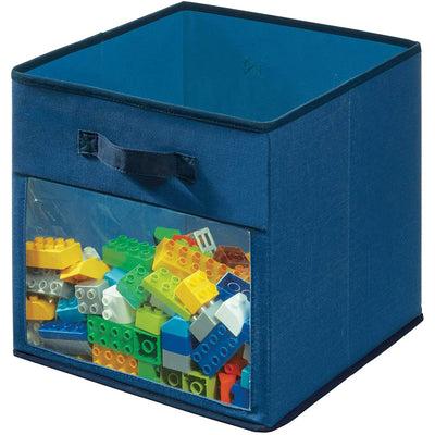 1 of 4:iDesign Fabric Storage Cube Bin With Clear Window, Blue, 13x13x13 Inches 