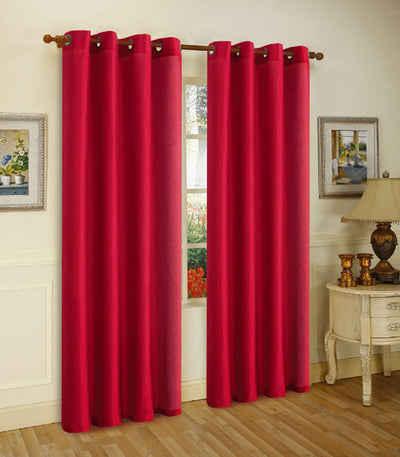 1 of 1:Melanie Faux Silk Panel With 8 Grommets, Claret, 55x63 
