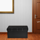 2 of 8:Pouf de rangement pliable et capitonné, similicuir noir, 76 x 38 x 38 cm 