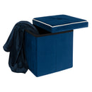 2 of 4:Otomana plegable de almacenamiento de terciopelo Simplify en azul marino 