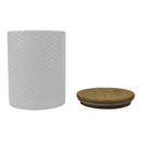 3 of 5:Home Basics Honeycomb Ceramic Canister With Bamboo Lid, White, Medium, 5x6.5 Inches 