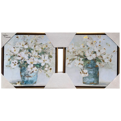 1 of 1:Ensemble de 2 toiles encadrées de qualité supérieure, composition florale, 30,5 x 30,5 cm 