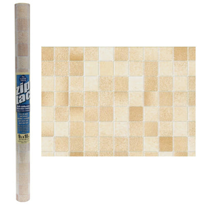 1 of 1:Zip Tac Self-Adhesive Decorative Shelf Liner Tile Tone Design - 9 Ft X 18 In 